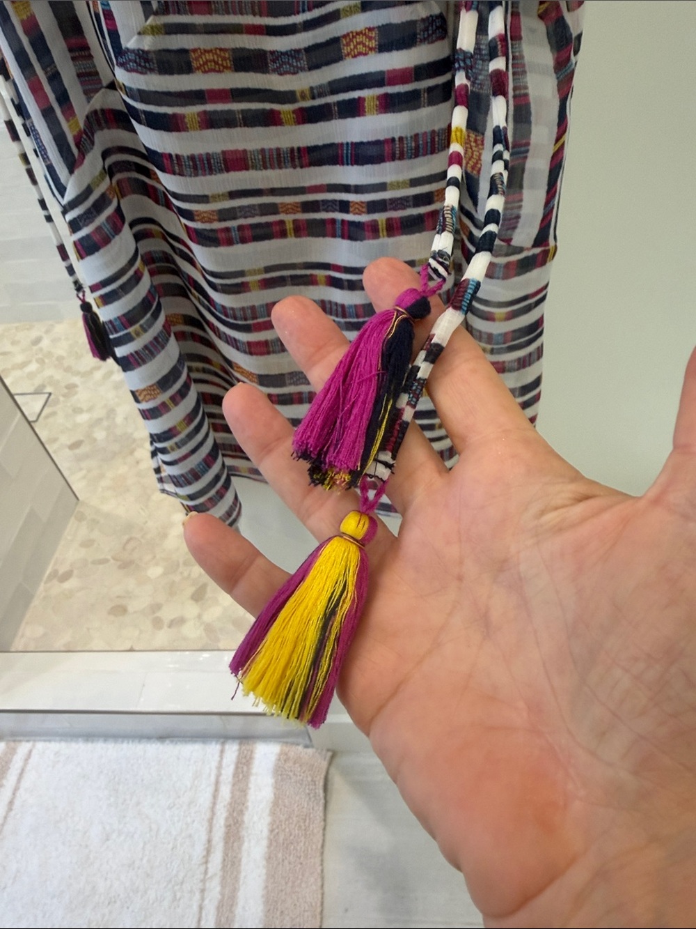 BECCA Multicolor Striped Lace-Up Coverups with Tassels - Picture 4 of 4